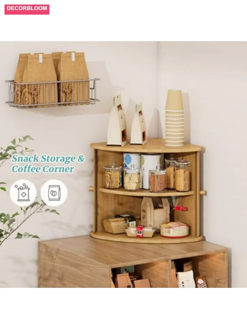Two Layer Bamboo Bread Box for Kitchen Countertop Storage
